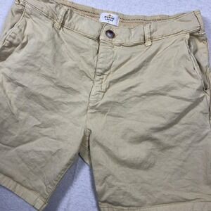 Marine Layer Shorts Mens 36 Khaki Chino Organic Cotton Stretch Casual Flat Front